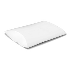 Wall Mural - white blank isolated paper pillow box packaging. realistic 3d vector mock-up. cardboard flat pack gi