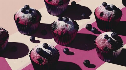 Poster -  Cupcakes on a frost-covered table