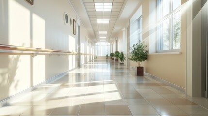 Wall Mural - Hospital Corridor with Sunlight