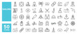 © M Design - Set of 50 line icons related to sailing, sea travel, nautical, boat, water transport, marine, water sport, Editable stroke. Vector illustration