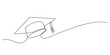 © dhtgstockphoto - graduation cap celebrating continuous one line drawing