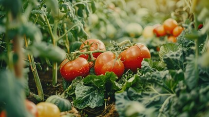 Bountiful Organic Farm Produce in a Vibrant Countryside Setting