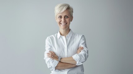 Poster - The smiling businesswoman in white