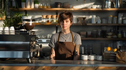 Wall Mural - The barista in modern cafe