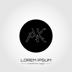 Wall Mural - Creative logo letter A and K. A design element of a logo, business card, corporate sign or monogram. The idea of a thematic design