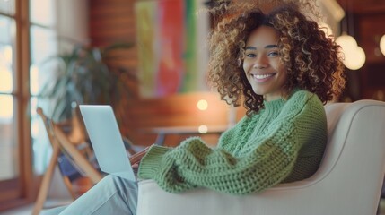 Wall Mural - The woman with laptop