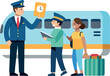 © ZeyBer - Passengers Asking Train Conductor for Help With Travel Plans