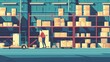 © AI_Imaginator - Worker stocking shelves in warehouse with forklift.
