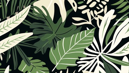 Naklejka na meble tropical garden green abstract leaf pattern illustration