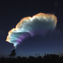 Poster - Photography cloudscape with aurora borealis