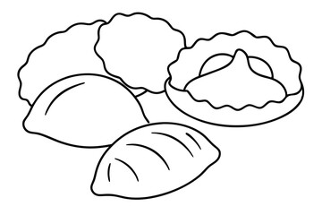 Pierogi line art design sophisticated illustration hand drawing