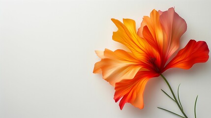 Sticker - AI Illustration of a vibrant orange and red flower with delicate petals on a white background