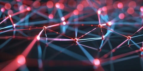 A network of glowing lines and nodes pulsing with information, ideal for a cybersecurity software 