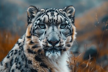 Wall Mural - Face portrait of snow leopard - Irbis (Panthera uncia)