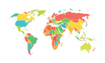  World map isolated .modern colorful style. for website layouts, background, education, precise, customizable, Travel worldwide, map silhouette backdrop, earth geography, political, reports. 