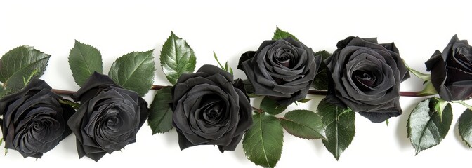 Wall Mural - Black roses isolated on white background design element wallpaper background