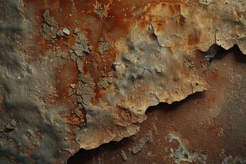 Wall Mural - A close-up shot of a rusted metal surface with peeling paint, great for backgrounds or textures