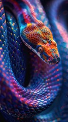 Neon background with snake