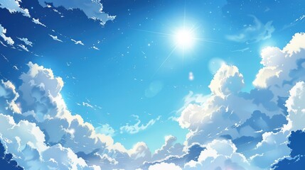 Wall Mural - sunny blue sky with clouds and space