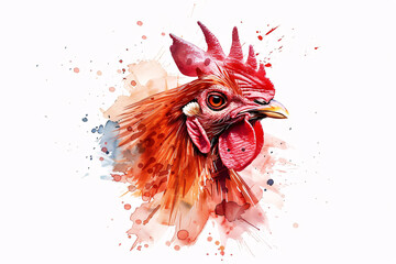 a watercolor of a rooster