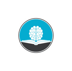 Wall Mural - Book brain logo design. Educational and institutional logo design. Book and brain combination logo concept