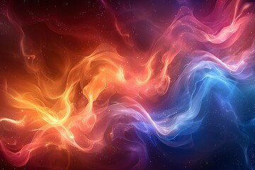 Wall Mural - A colorful space background with orange and blue swirls