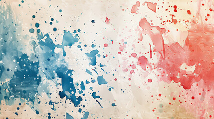 Wall Mural - Abstract Watercolor Painting Background Texture Blue Red Splashes Splatters Colorful Artistic Creative Design Digital Illustration Backdrop Banner Template Wallpaper