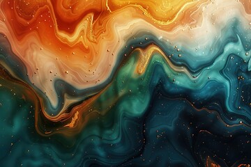 Wall Mural - A painting of a wave with gold and blue colors