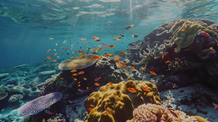 Underwater world Coral reef and fishes in Red sea at Egypt