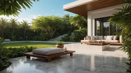 Wall Mural - Luxury terrace in exotics, minimalist vintage style