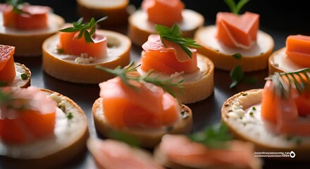 Sticker - Plate of canapes with salmon.