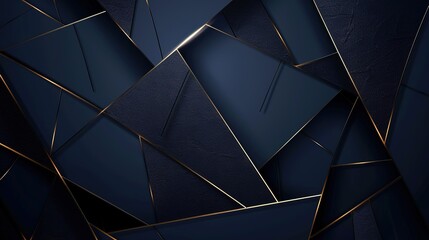 Wall Mural - Elegant_dark_blue_background_with_golden_geometric_lines_generative_ai_image