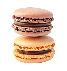 Two French Macarons on isolated transparent background