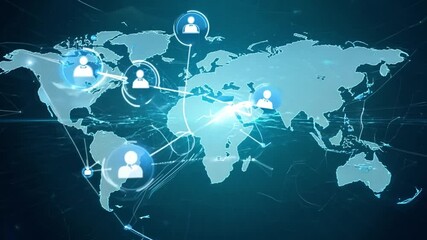 Wall Mural - a blue background with a globe in the center. the globe is not in focus, but it is the main focus of