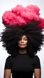 © ahlemrafika - Stunning afro hairstyle with a vibrant pink cloud, expressing freedom, individuality, and boundless creativity.