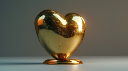 Canvas Print - A golden heart shaped object sits on a table, ready for decoration or gift-giving