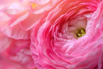 Wall Mural - A detailed shot of a bright pink flower with delicate petals and center