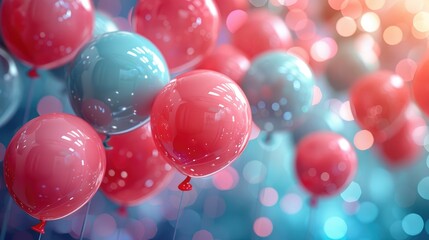 Pink and Blue Balloon Celebration. Generative AI