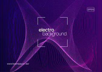 Wall Mural - Techno Magazine. Violet Fest Design. Electronic Audio Invitation. Concert Vector. Green Dance Event. Dj Banner. Party Festival Graphic. Pink Techno Magazine