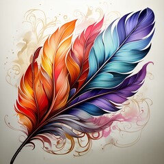 Wall Mural - feathers on black