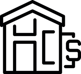 Canvas Print - Black outline icon representing a house with its price going up