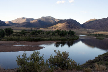 Wall Mural - The Green River, a sand bar, and landscape at dawn in Browns Park National Wildlife Refuge in Colorado