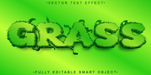 Poster - Cartoon Green Grass Vector Fully Editable Smart Object Text Effect