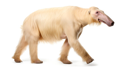 Albino sloth walking, a unique and rare sight in nature. 
