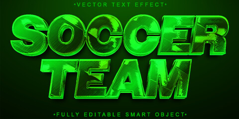 Wall Mural - Green Shiny Soccer Team Vector Fully Editable Smart Object Text Effect