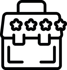 Canvas Print - Line icon of a briefcase with five stars on it, representing a successful business career