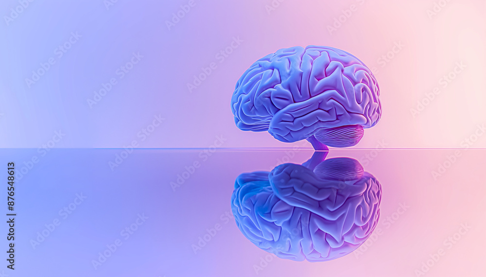 Artistic representation of a human brain with a pink and blue gradient ...