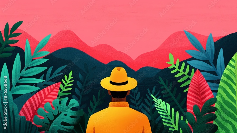 Wildlife protection represented by a ranger guarding endangered species ...