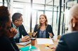 © peopleimages.com - Financial paperwork, planning or business people in meeting for budget strategy, profit or sales increase. Team, research or woman talking to investors for finance review or growth report documents