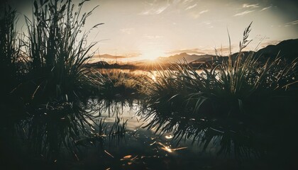 Wall Mural - Sunset Reflections in a Marsh.